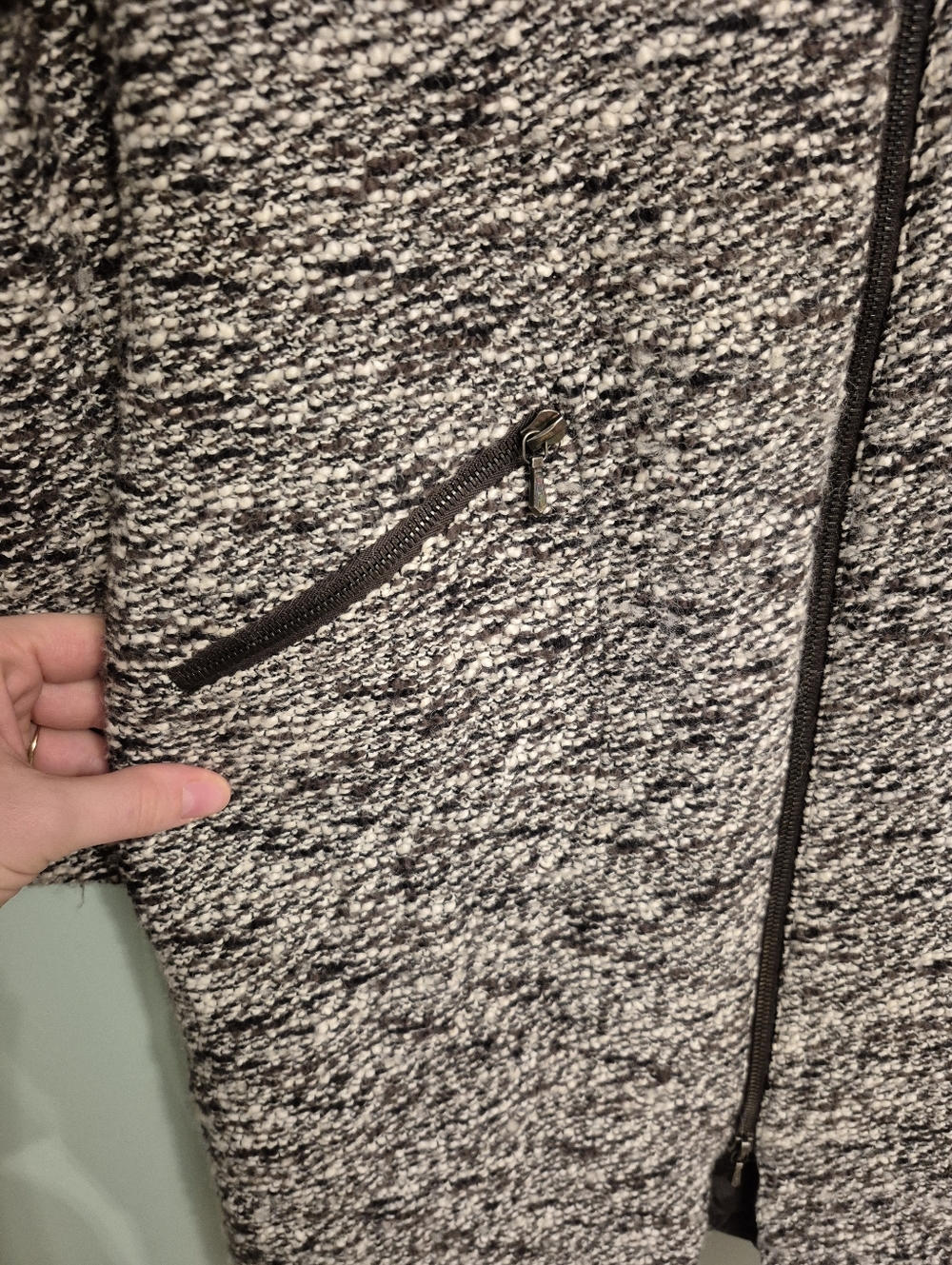 Carlisle Women's Vintage Long Line Salt & Pepper Textured Weave Jacket Size 4/S - Picture 4 of 6